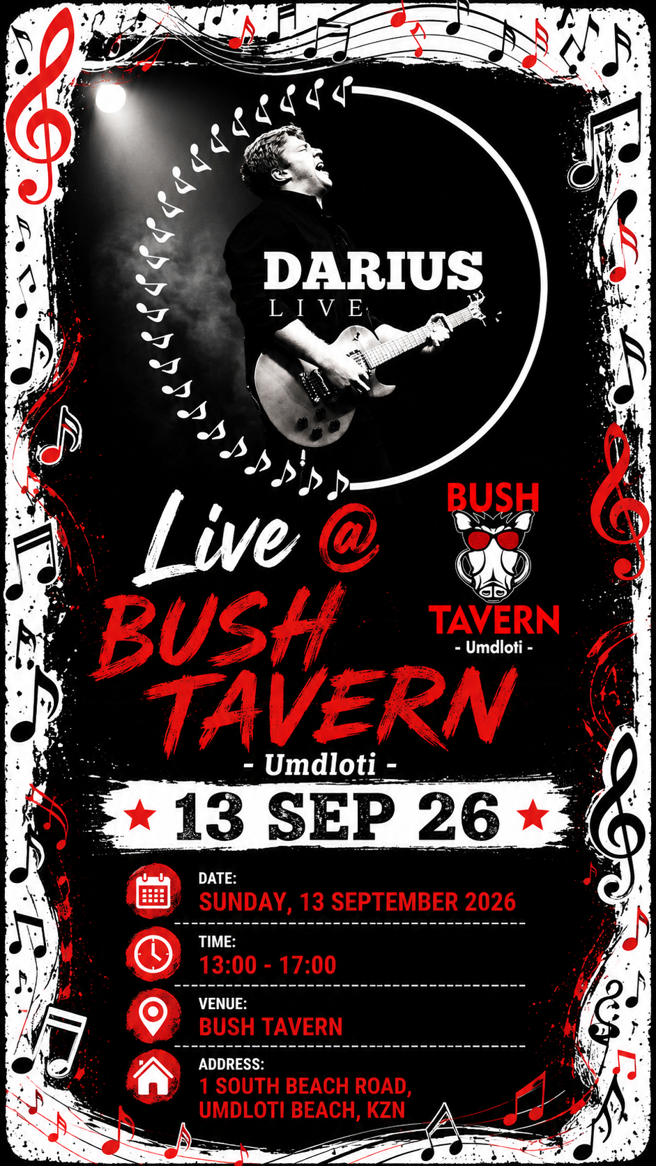 Darius live at the Bush Tavern, September 26 Darius live at the Bush Tavern, September 26, poster
