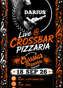 Darius live at Crossbar Pizzeria, 18 September, poster